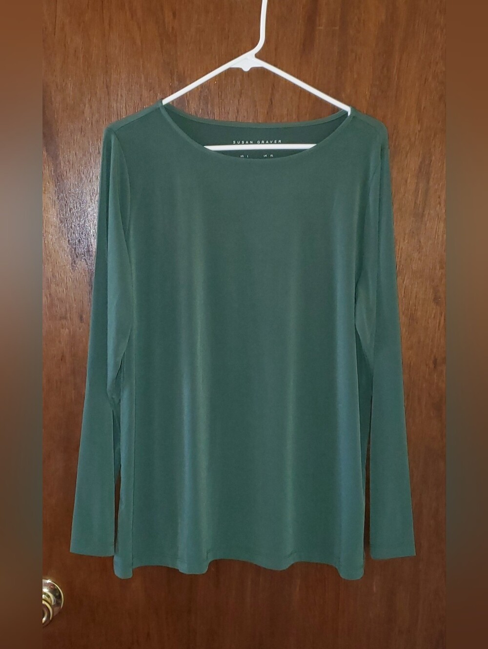 NWOT Susan Graver Liquid Knit Green Long-Sleeve Top Sz Xl